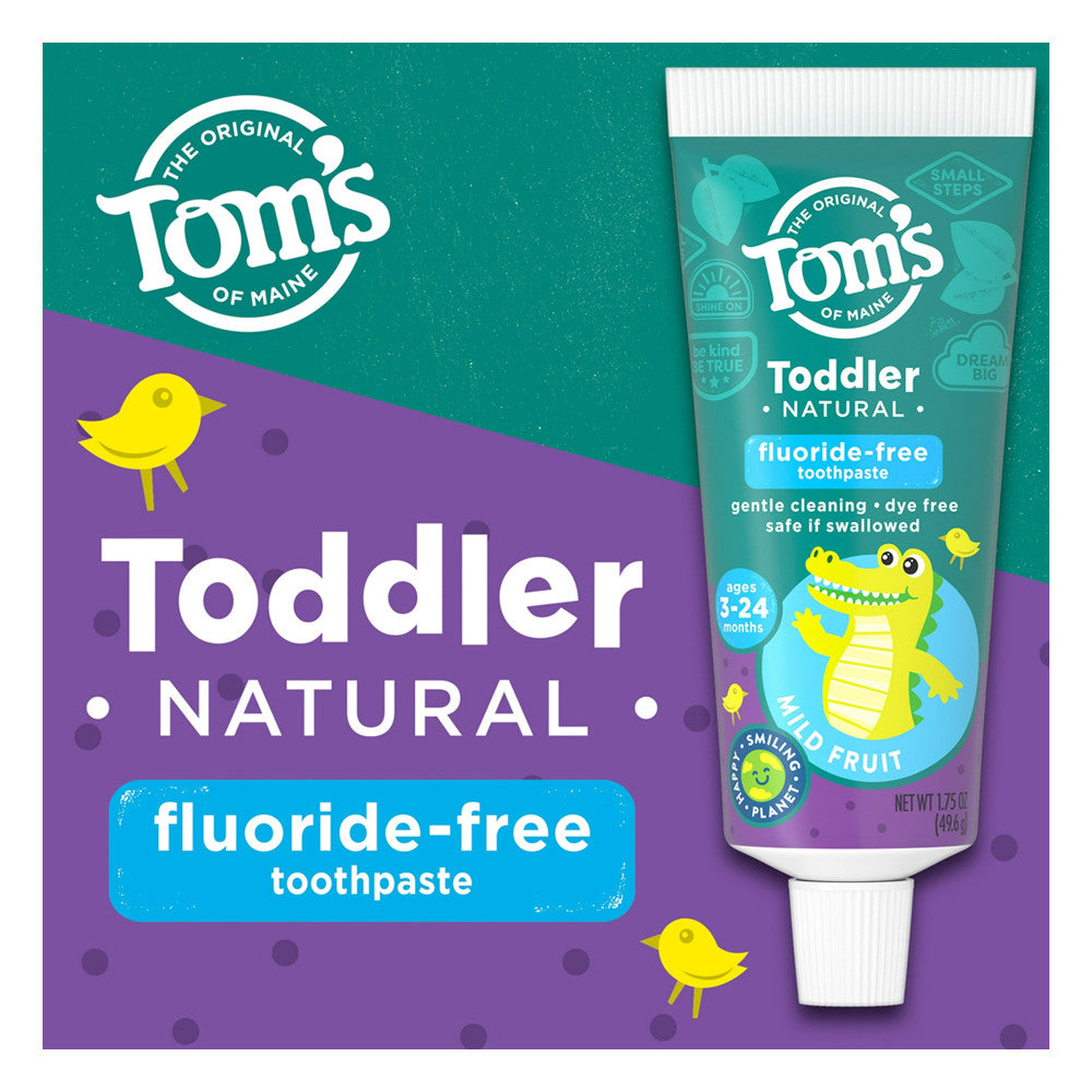 Toms of Maine Toddlers Natural Toothpaste, Mild Fruit, Fluoride-Free - 1.75 oz
