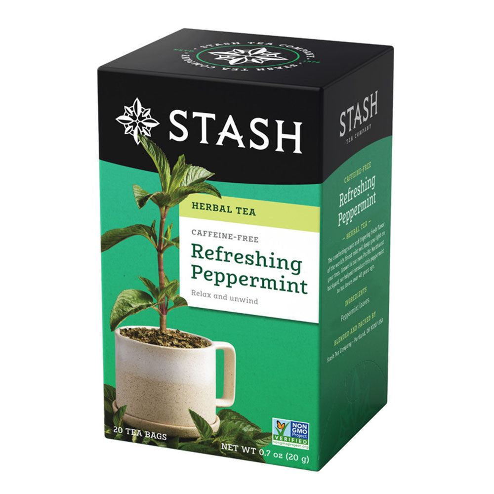 Stash Tea Peppermint Caffeine Free Herbal Tea Bag, 0.7 Oz, 20 Ea