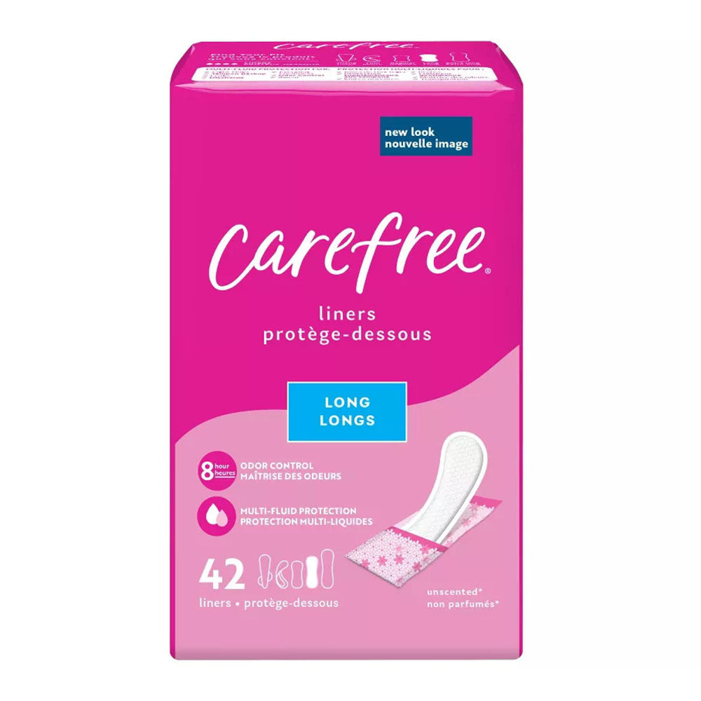 Carefree Acti-Fresh Body Shape Pantiliners Long To Go Unscented Liners, 42 Ea