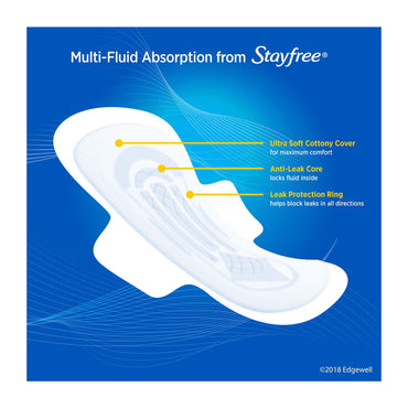 Stayfree Ultra Thin Pads With Wings, Unscented Regular, 18 Ct