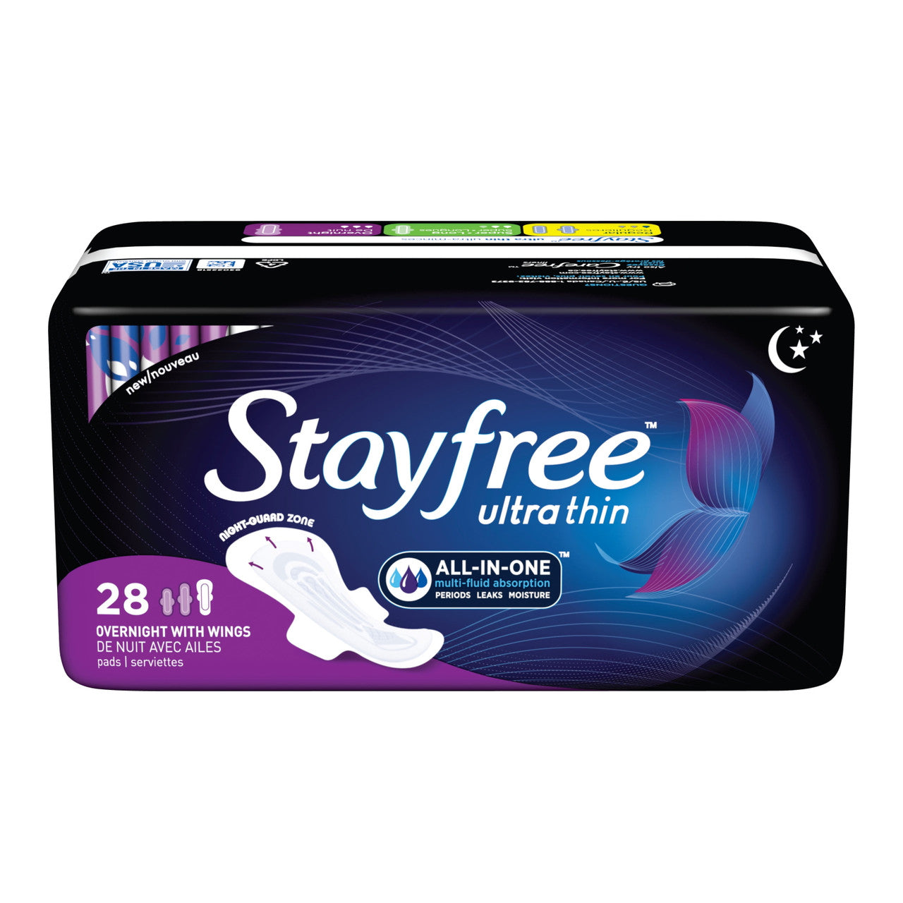 Stayfree Ultra Thin Pads For Women With Wings, Overnight, 28 Pads
