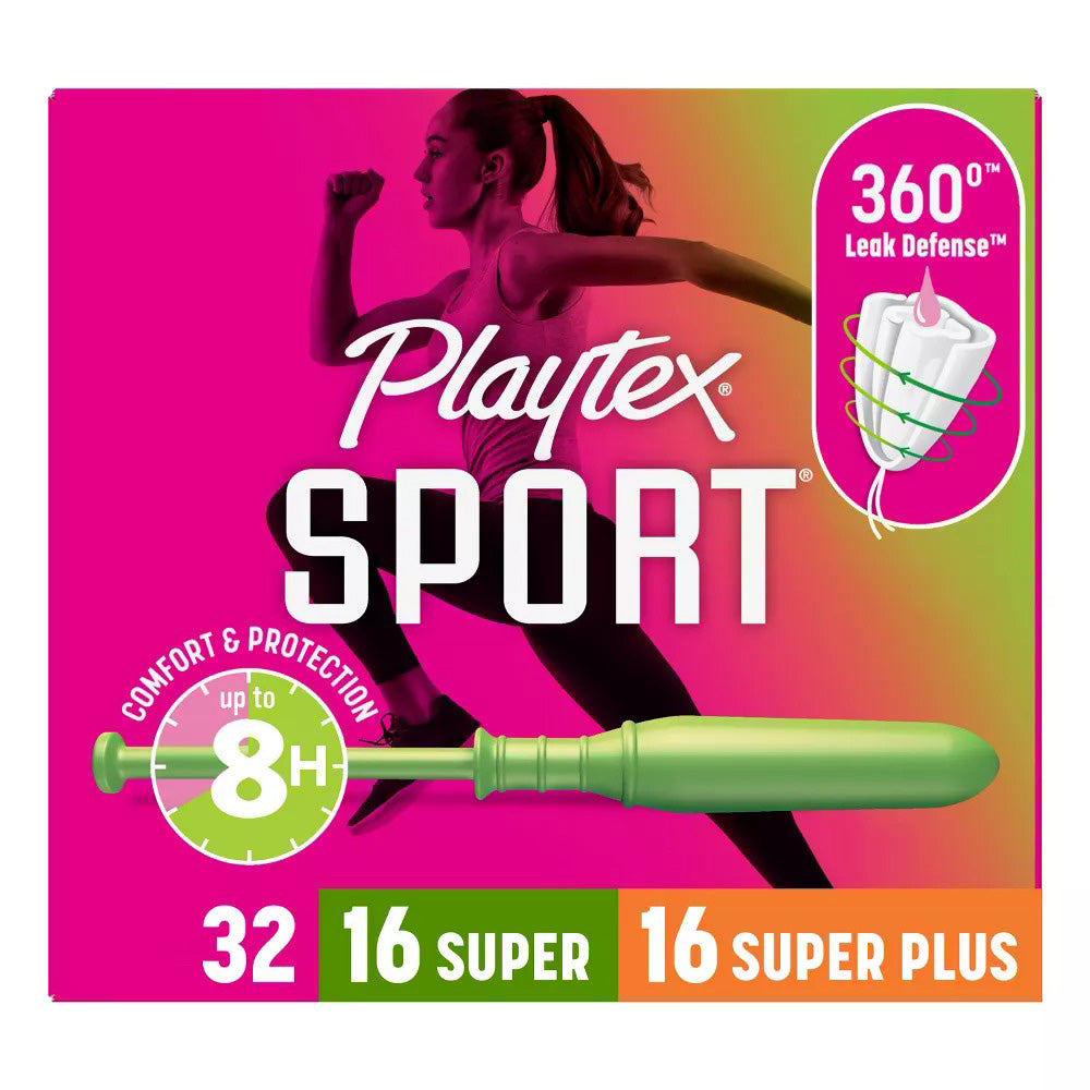 Playtex Sport Plastic Tampons Multipack with 16 Super and 16 Super Plus 32Ea