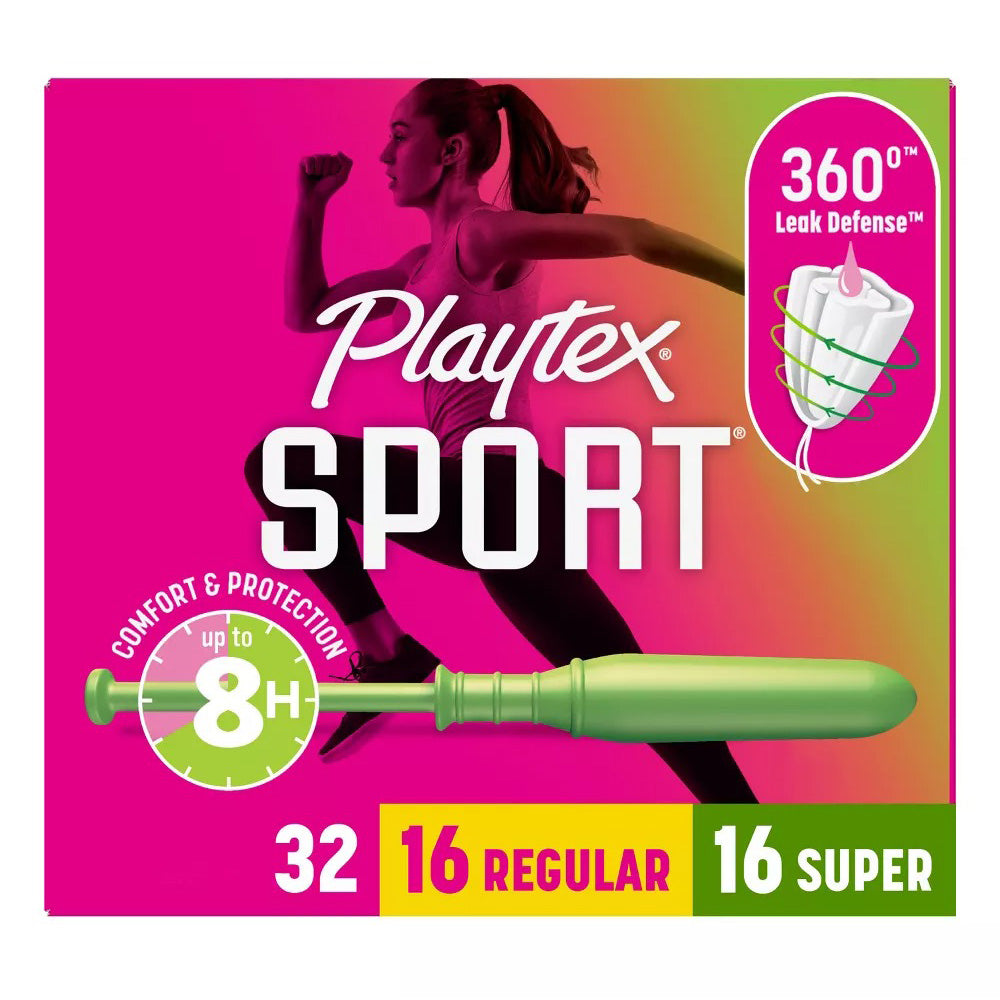 Playtex Sport Leak Defense Multipack with Regular and Super 32Ea
