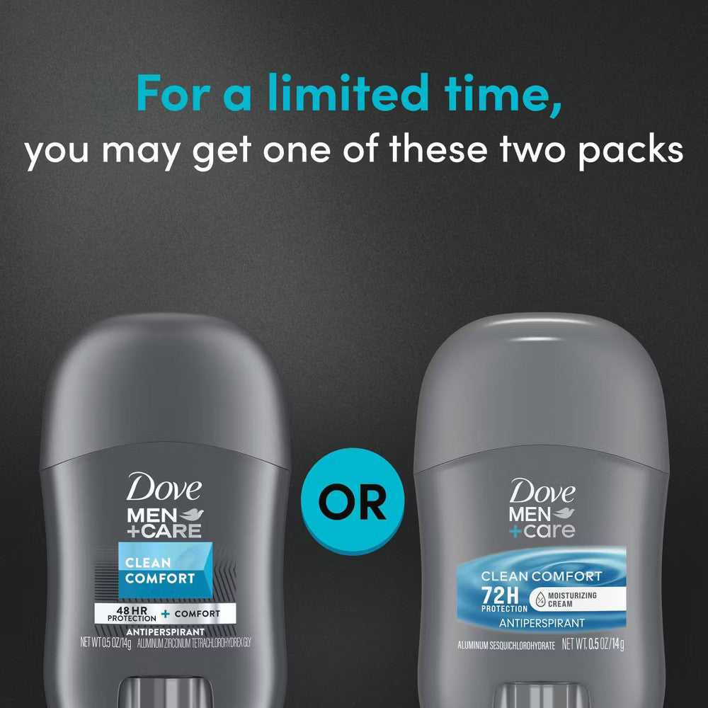 Dove Men Care 72 Hour Antiperspirant and Deodorant Stick, Trial Size, Clean Comfort, 0.5 Oz