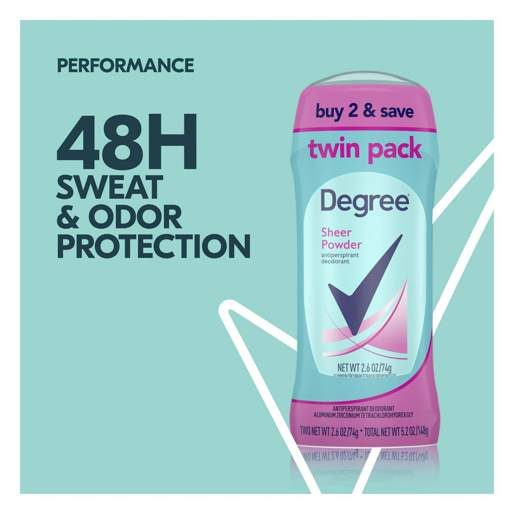 Degree Sheer Powder Anti Perspirant and Deodorant Women, Twin Pack, 2.6 Oz