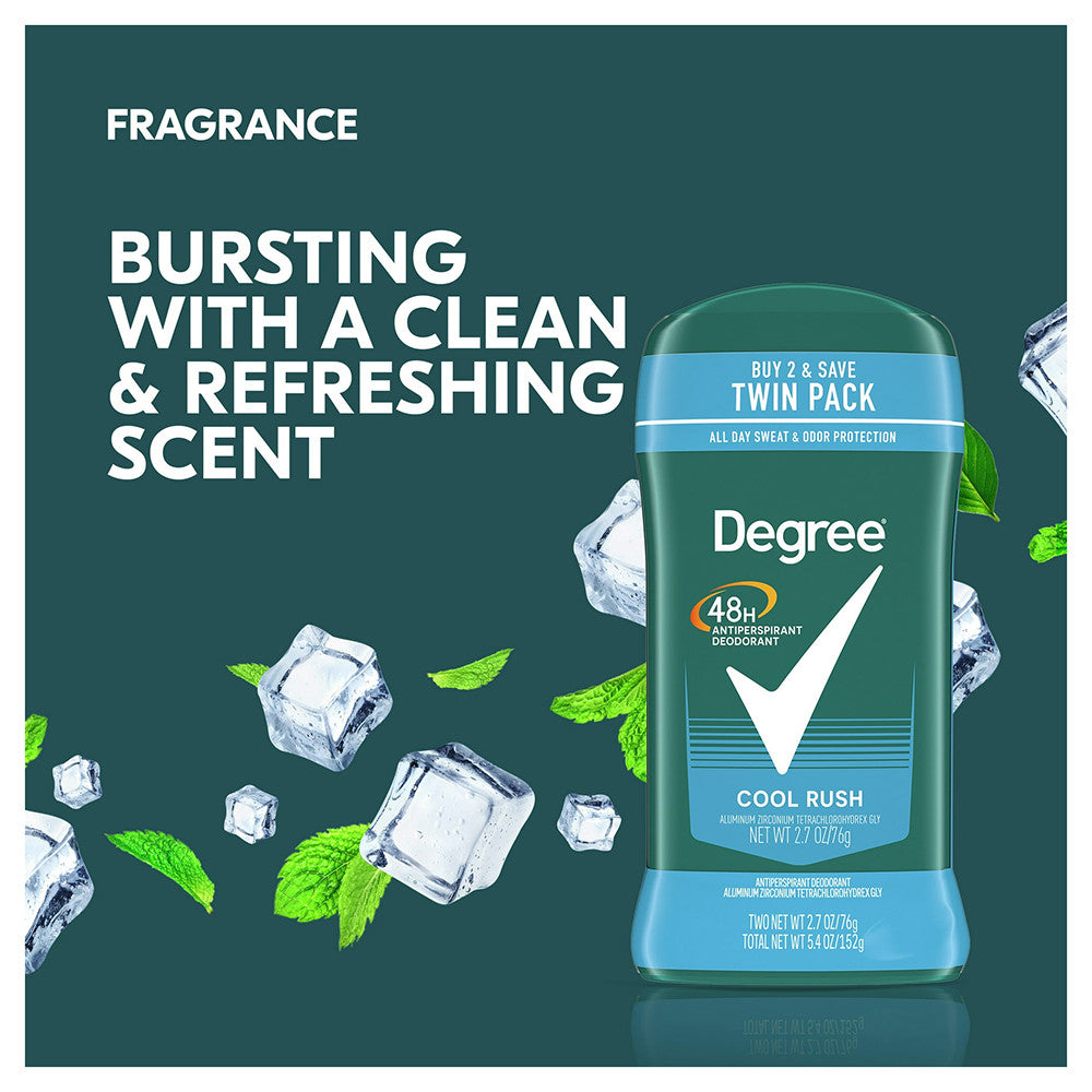Degree Men Antiperspirant Deodorant Stick Cool Rush 2.7 Oz, 2 Ea