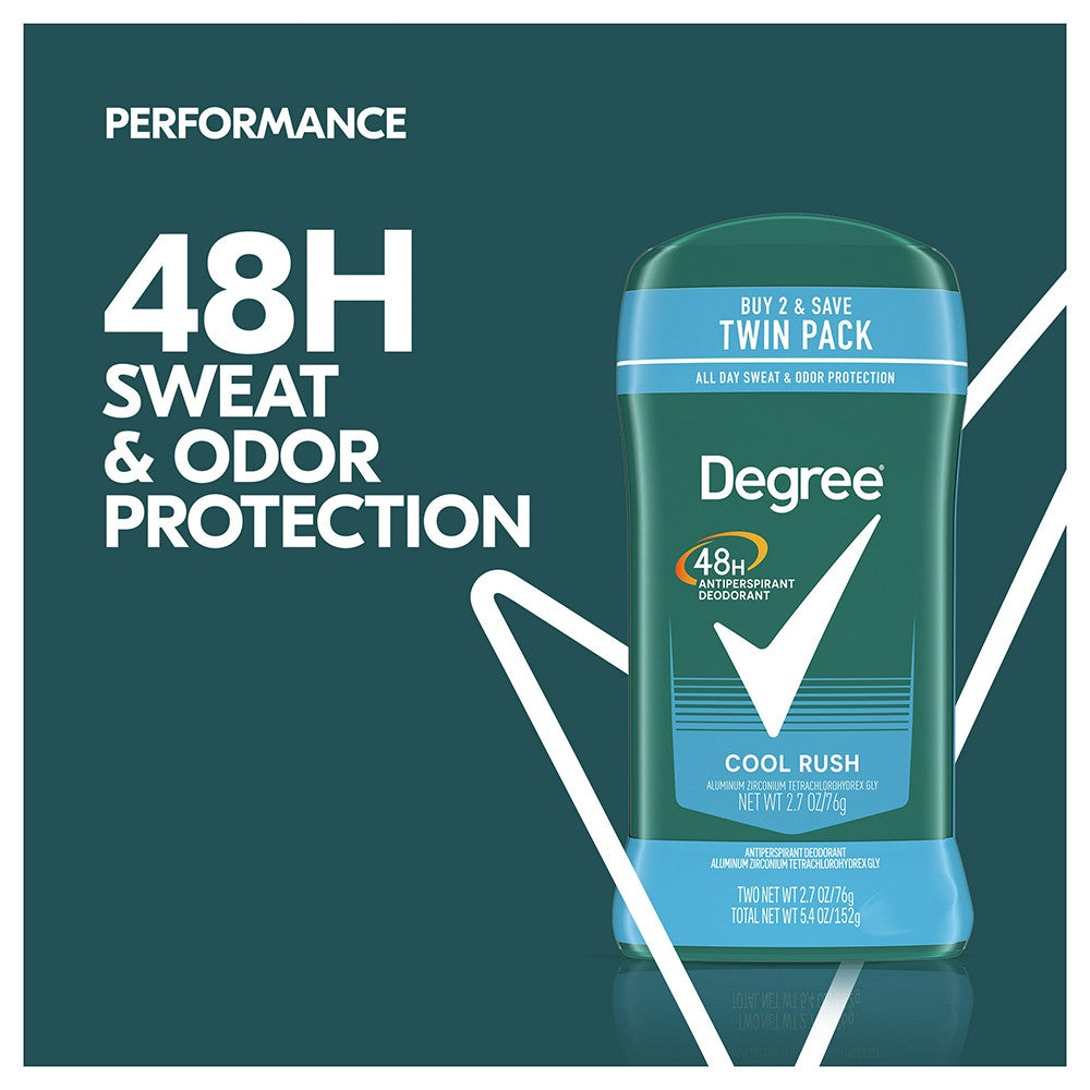 Degree Men Antiperspirant Deodorant Stick Cool Rush 2.7 Oz, 2 Ea