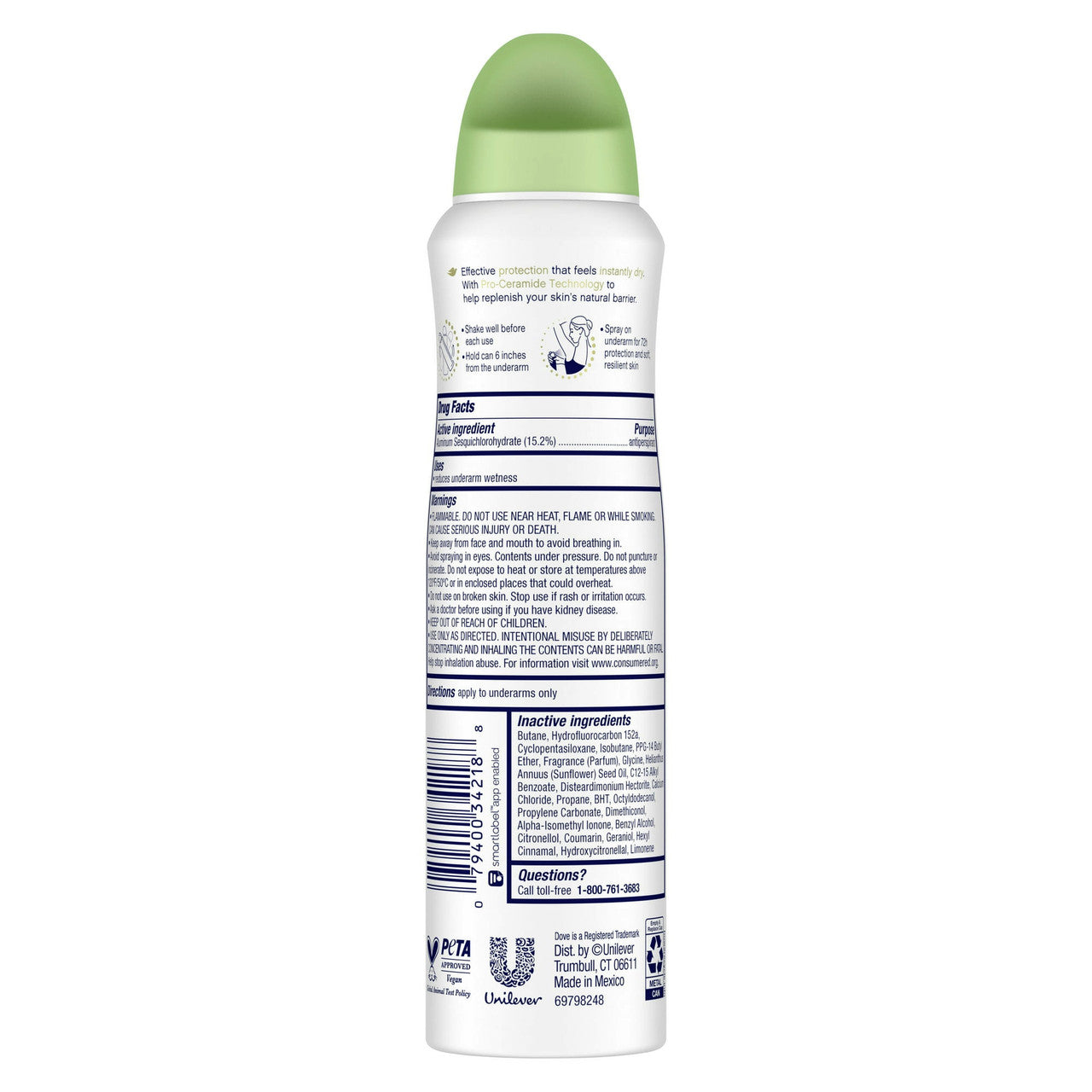 Dove Beauty Cool Essentials 72 Hour Antiperspirant and Deodorant Dry Spray, 3.8 Oz