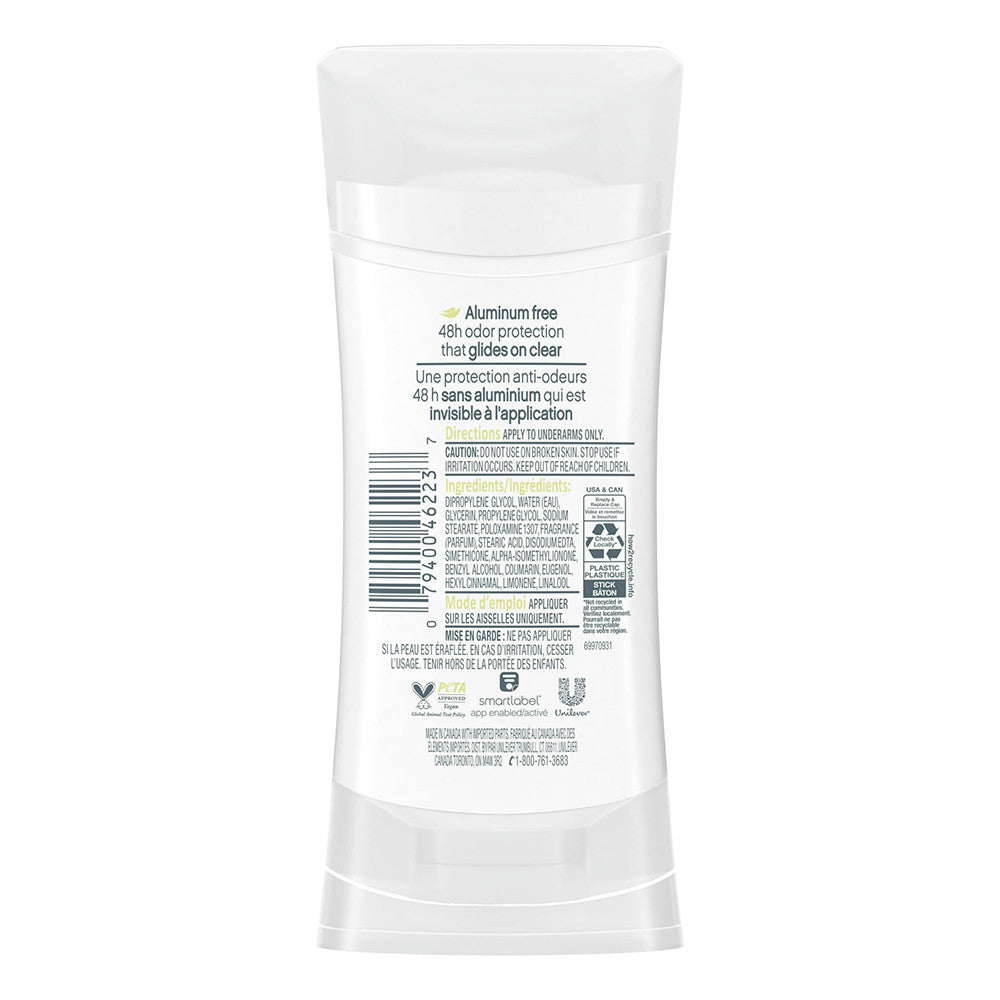 Dove Beauty 0% Aluminum Deodorant Stick, Coconut And Pink Jasmine, 2.6 Oz