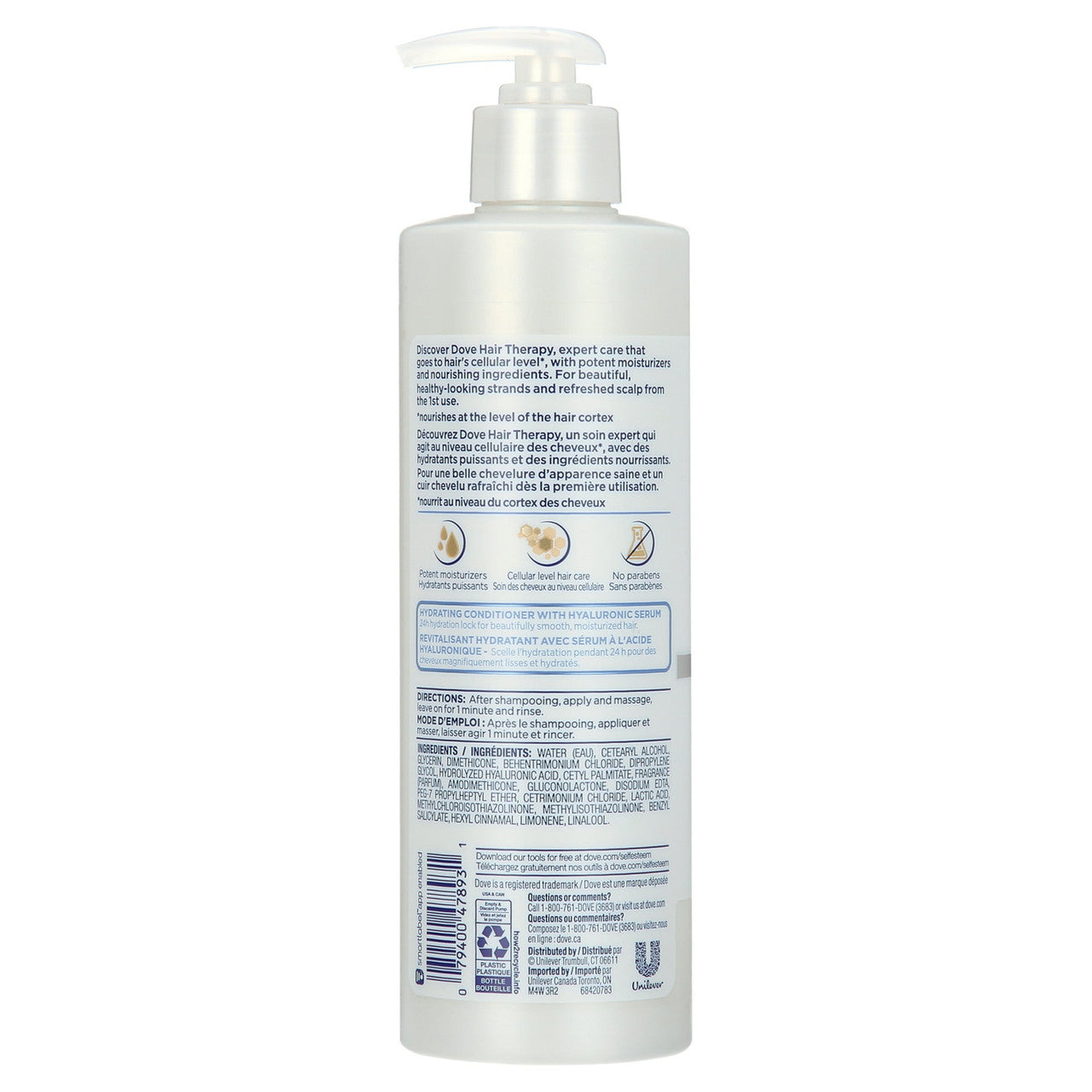 Dove Hair Therapy Hydration Spa Hair Conditioner with Hyaluronic Serum, 13.5 Oz