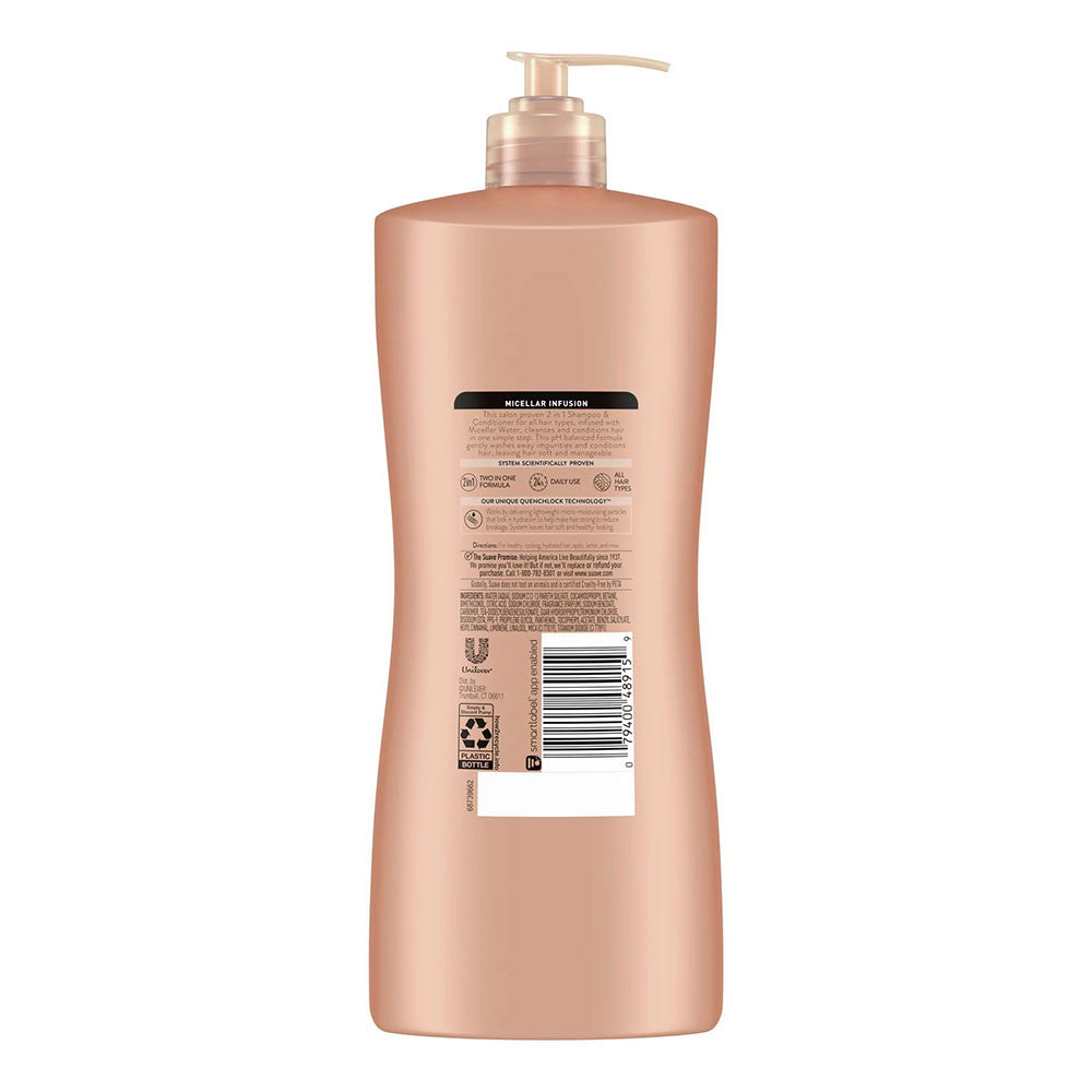 Suave Micellar Infusion 2 in 1 Shampoo and Conditioner For All Hair Types, 28 Oz