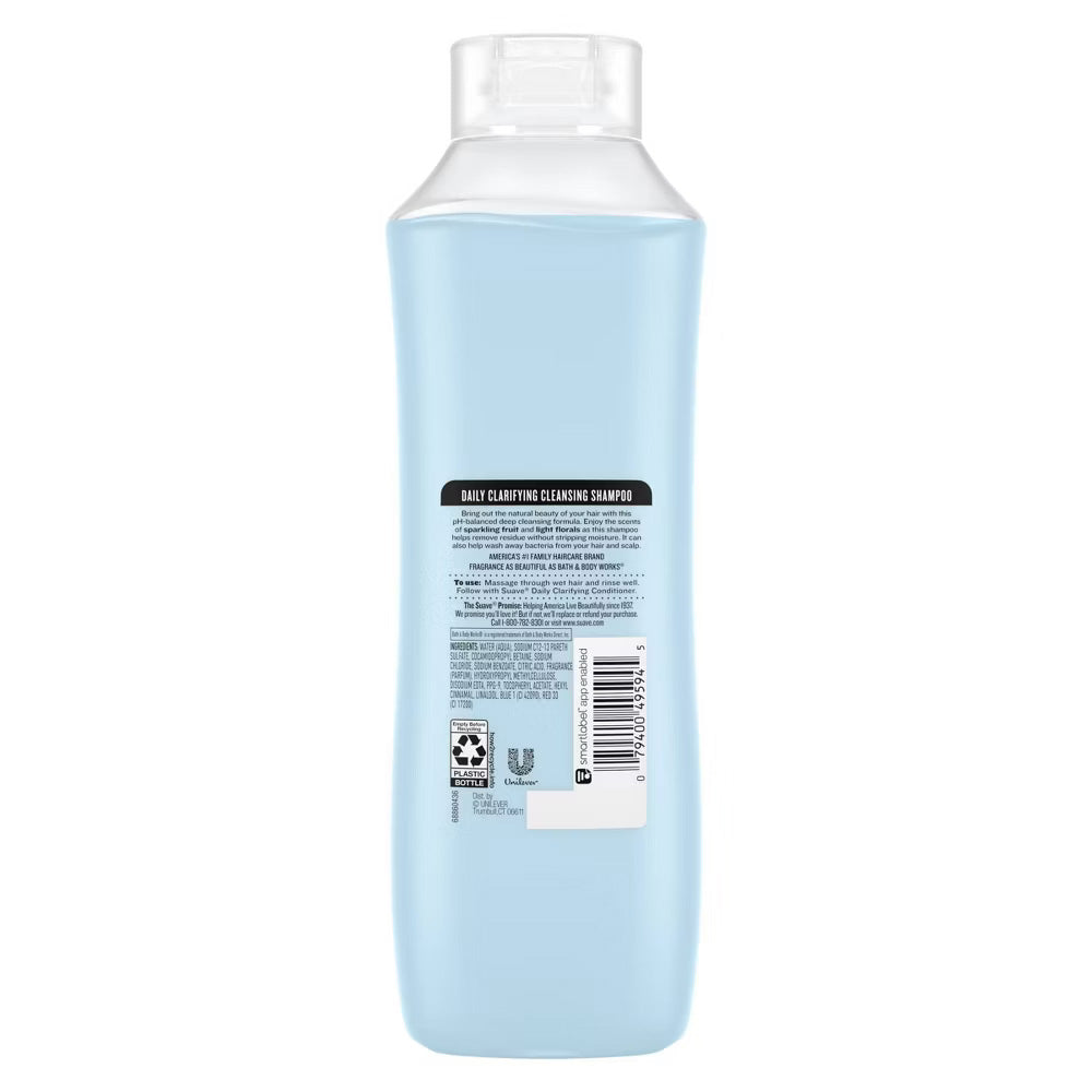 Suave Daily Clarifying and Cleansing Hair Shampoo with Long Lasting Fragrance 22.5Oz (665ml)