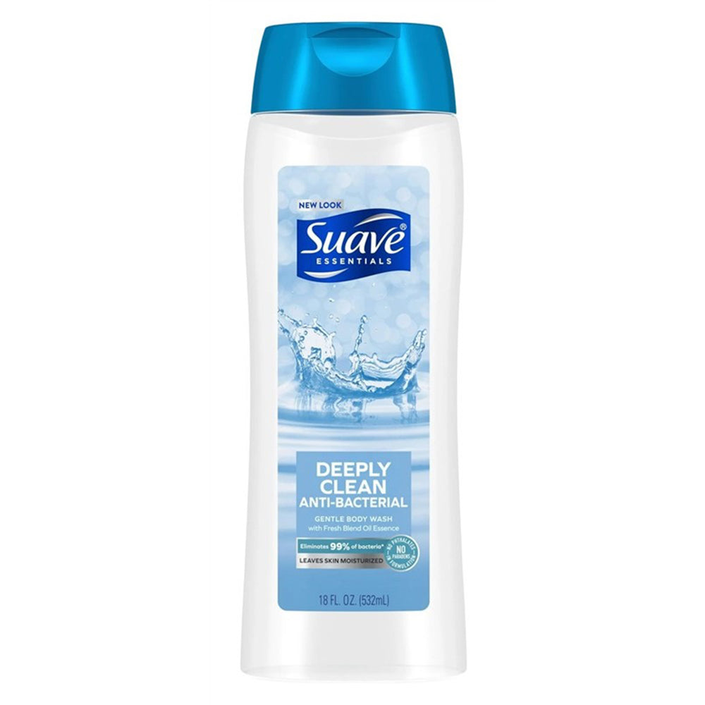 Suave Essentials Deeply Clean Anti-Bacterial Gentle Body Wash with Fresh Blend Oil Essence 18Oz (532ml)