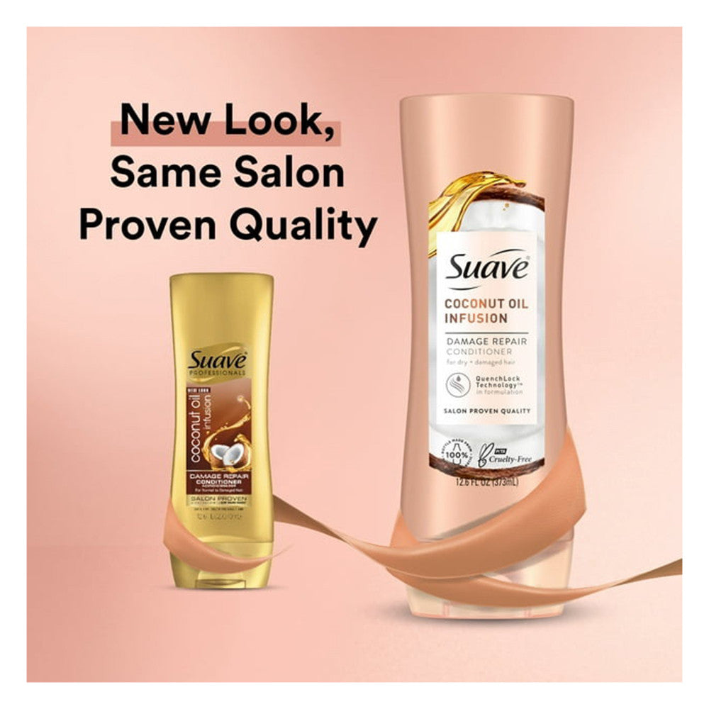 Suave Professionals Damage Repair Hair Conditioner, Coconut Oil Infusion, 12.6 Oz
