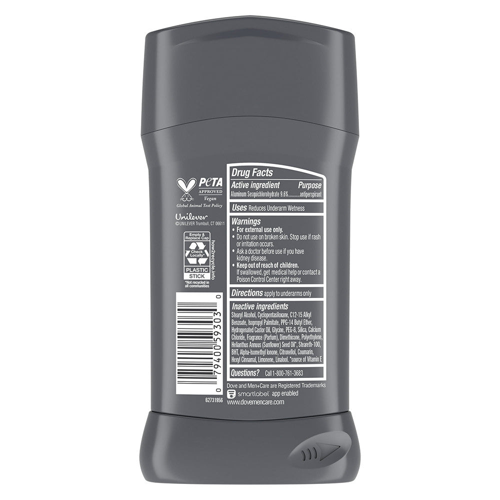 Dove Men Plus Care Stain Defense Antiperspirant Deodorant Stick Clean, 2.7 Oz