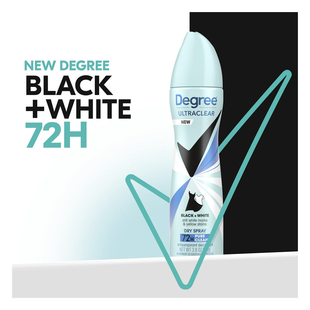 Degree Women Ultra Clear Dry Spray Black Plus White Pure Clean Antiperspirant Deodorant, 3.8 Oz