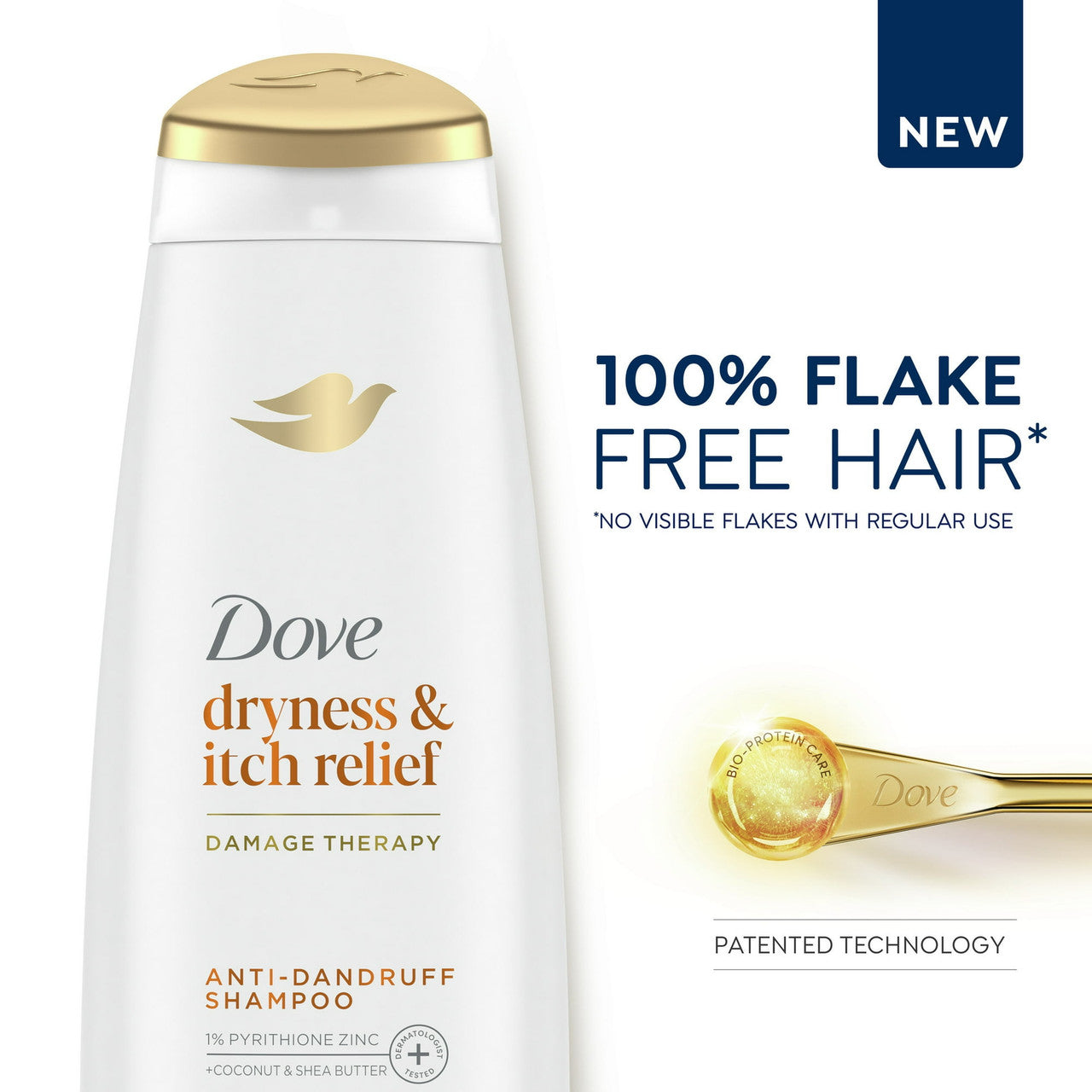 Dove Beauty DermaCare Anti Dandruff Shampoo for Scalp Dryness and Itch Relief, 12 Oz