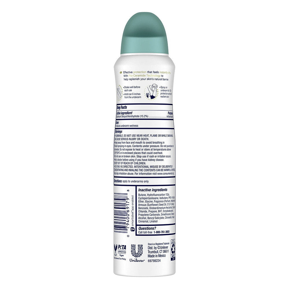 Dove Advanced Care Womens Antiperspirant Deodorant Spray, Jasmine Scent, 3.8 Oz