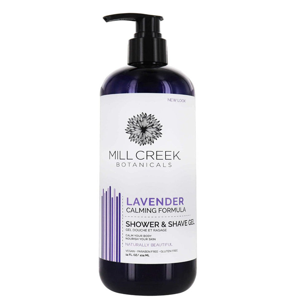 Mill Creek Botanicals Shower and Shave Gel Lavender for Cleansing and Moisturizing Skin 14Oz (414ml)