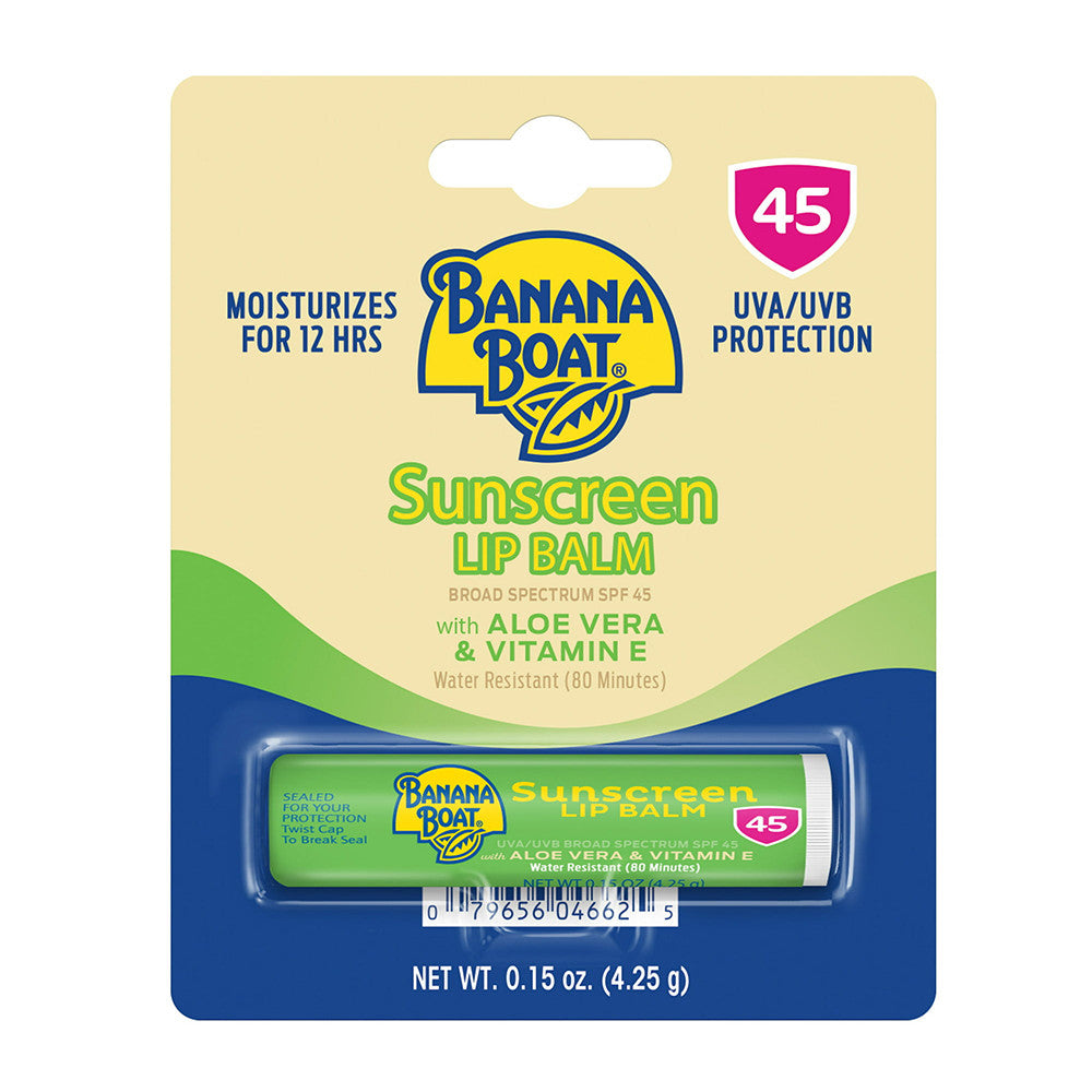 Banana Boat Aloe Vera With Vitamin E Sunscreen Lip Balm SPF 45, 0.15 Oz