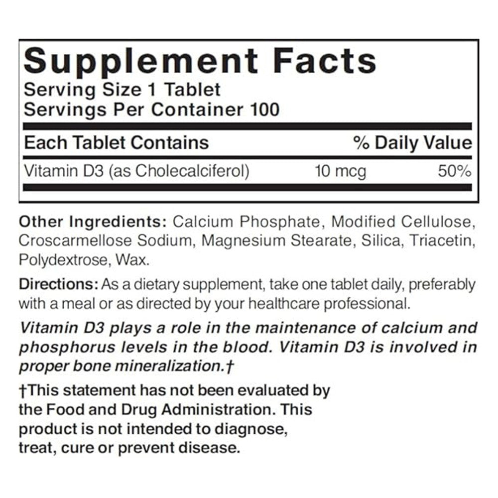 Natures Blend Vitamin D 400 Iu Tablets, 100 Ea