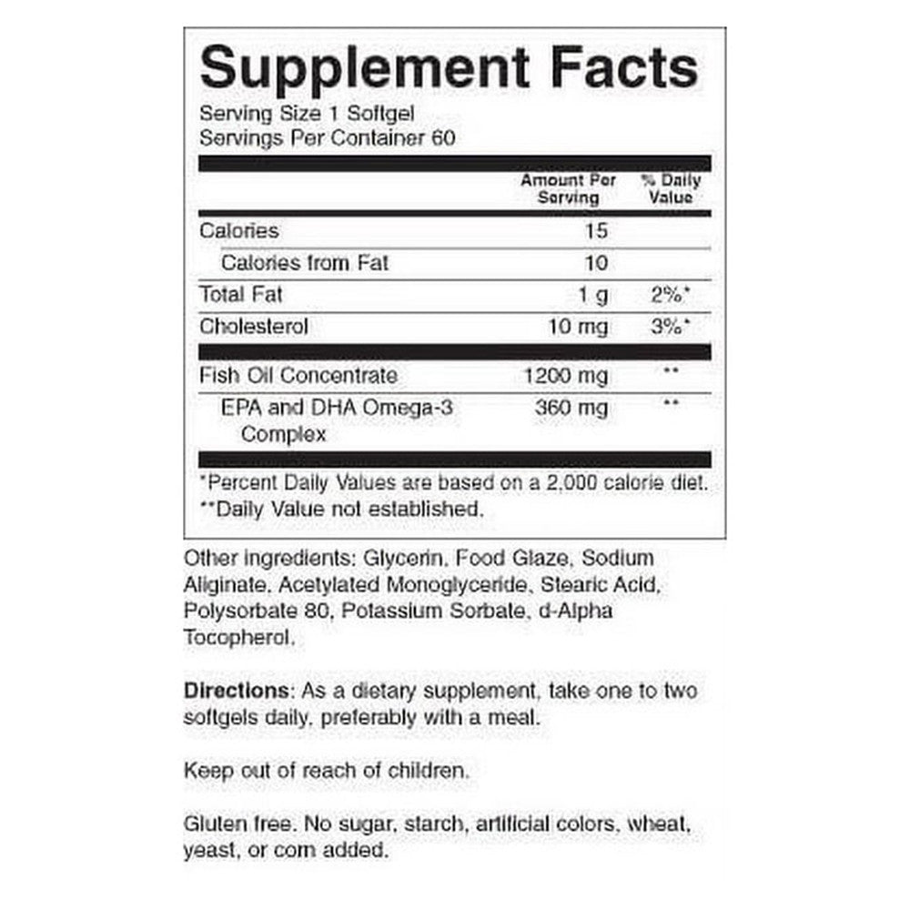 Natures Blend Odorless Omega 3 Fish Oil 1200 Mg Softgels, 60 Ea