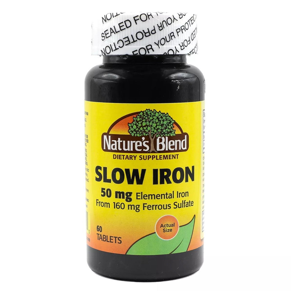Natures Blend Slow Iron 50 Mg Elemental Iron from 160 Mg Ferrous Sulfate Tablets, 60 Ea