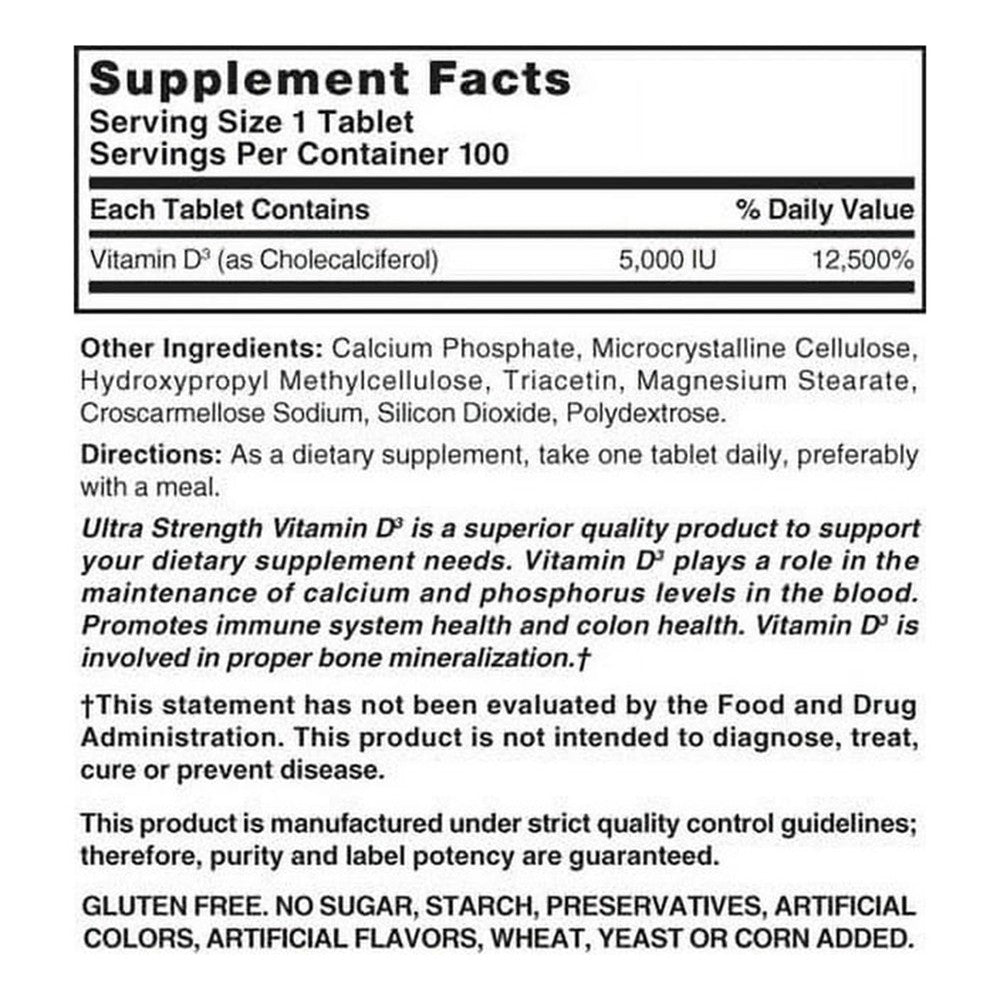 Natures Blend Ultra Strength Vitamin D3 5000 Iu, 100 Ea
