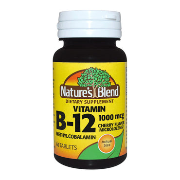 Natures Blend Vitamin B 12 Methylcobalamin, 1000Mcg Cherry Flavor Microlozenge, 60 Ea