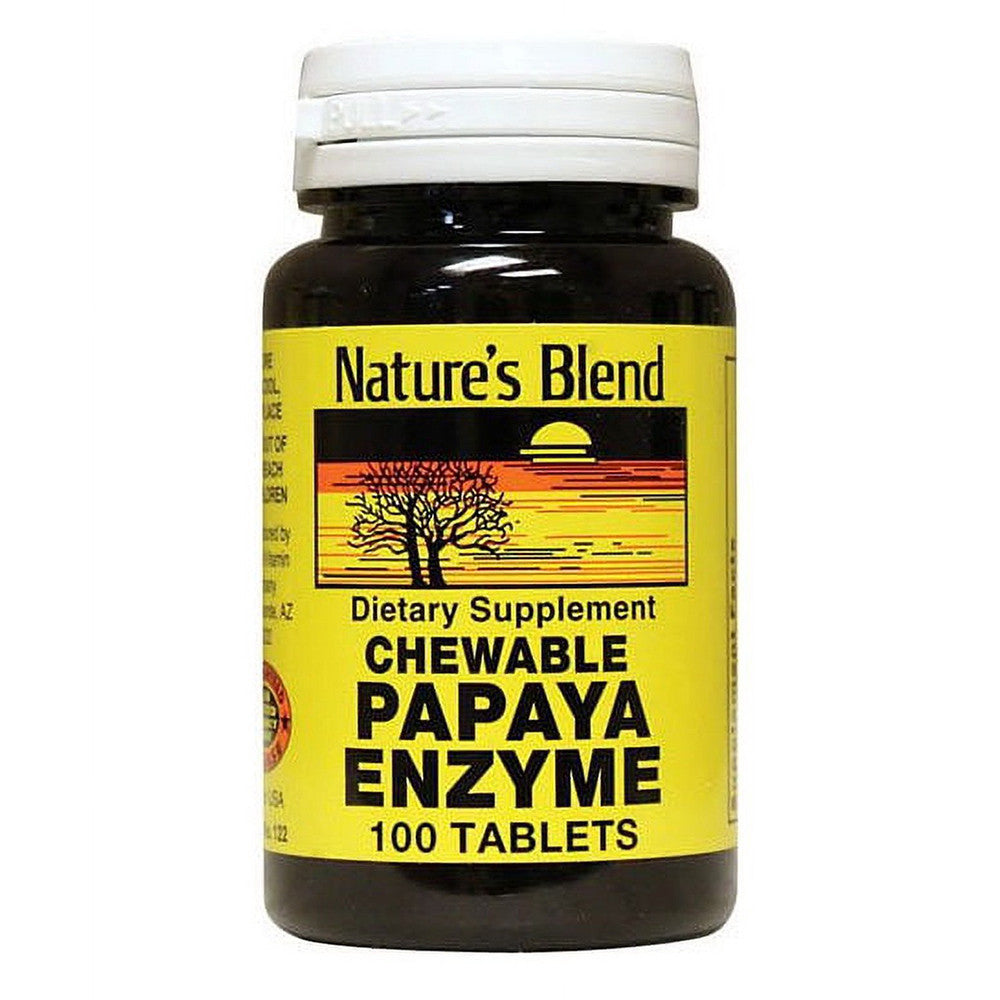 Natures Blend Chewable Papaya Enzyme Tablets, 100 Ea