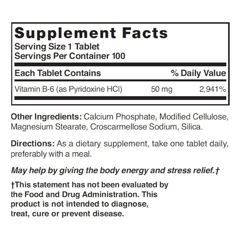 Natures Blend Vitamin B6 50 Mg Tablets, 100 Ea