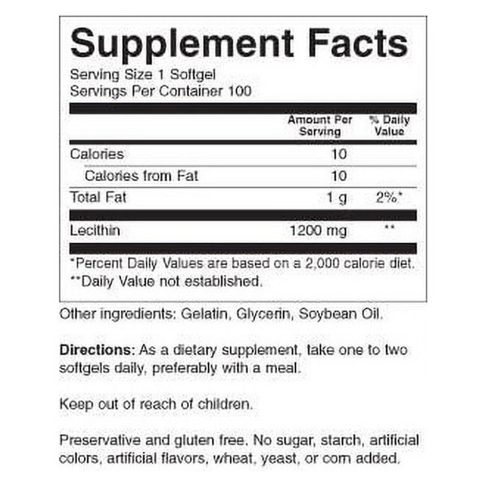 Natures Blend Lecithin 1200 Mg Capsules, 100 Ea