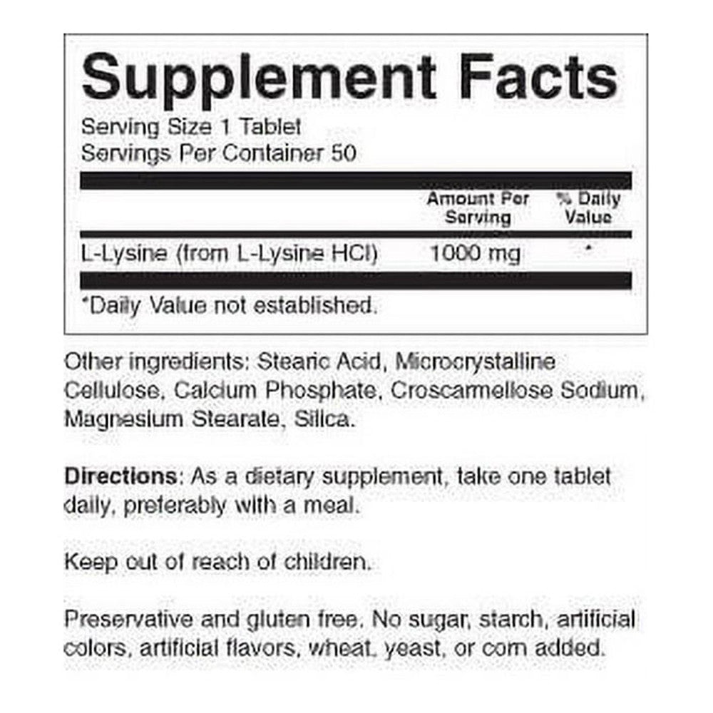 Natures Blend Lysine 1000 Mg Tablets, 50 Ea