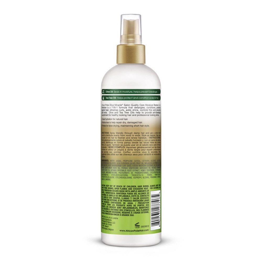 African Pride Olive Miracle 7 In 1 Leave In Moisture Restore Curl Refresher, 12 Oz
