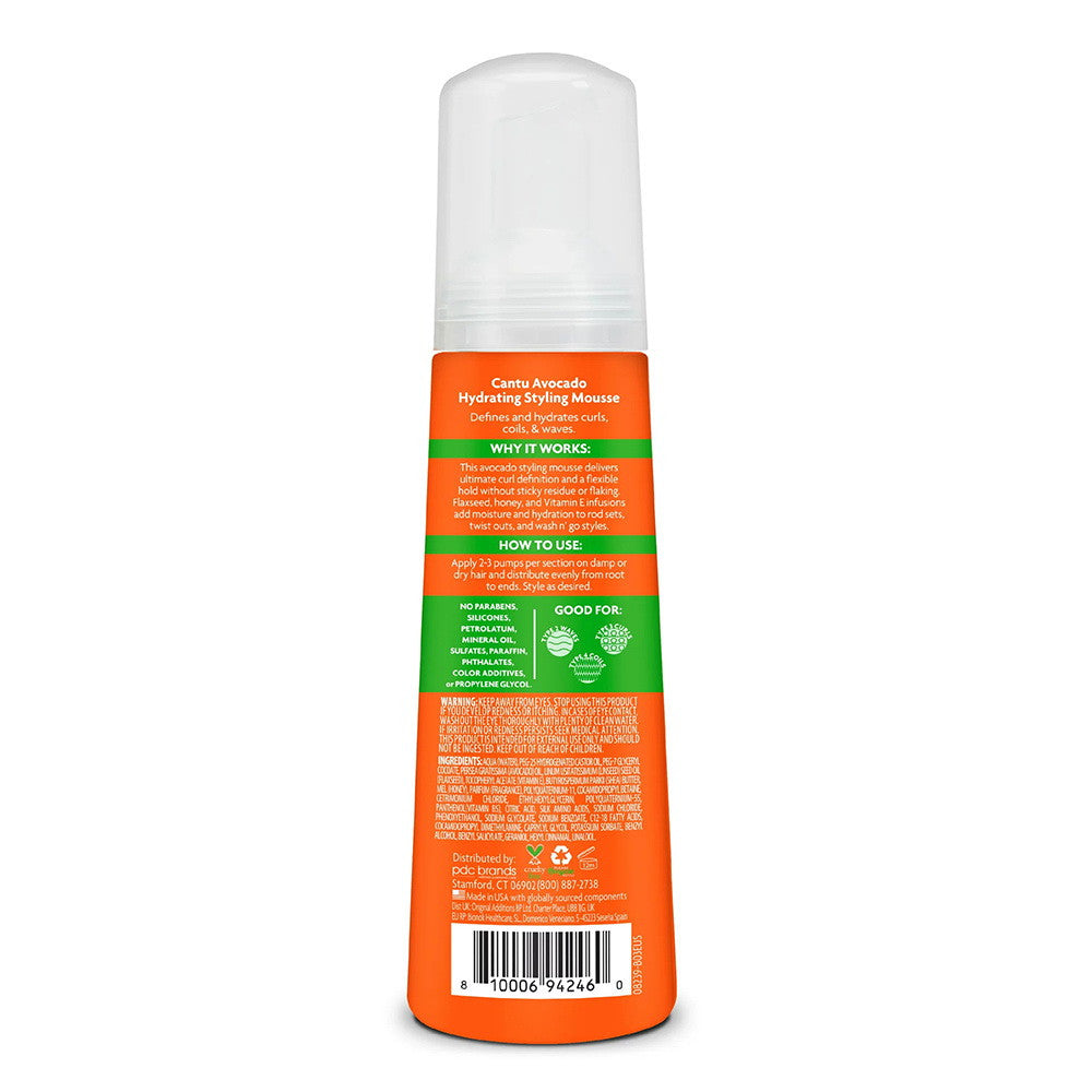 Cantu Hydrating Styling Mousse with Avocado and Flaxseed Oil, 8.4 Oz