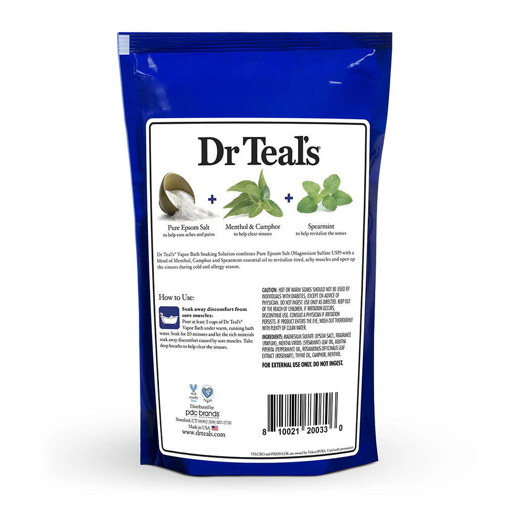 Dr Teals Pure Epsom Salt Soaking Solution Vapor Bath with Menthol, 2 Lb