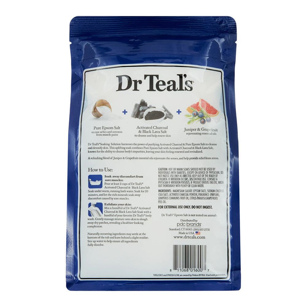 Dr Teals Pure Epsom Salt Soaking Solution, Activated Charcoal, 3 Lb