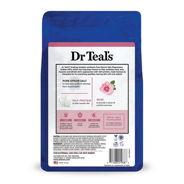 Dr Teals Pure Epsom Salt Soaking Solution with Rose Essential Oil and Milk Protein, 3 Lb