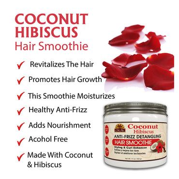 Okay Coconut and Hibiscus Anti Frizz Detangling Hair Smoothie, 17 Oz