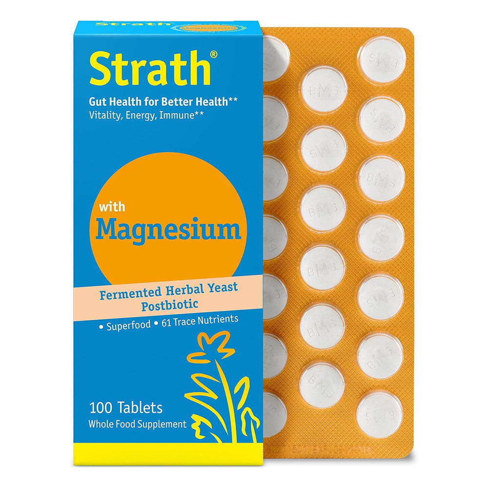 Bio Strath with Magnesium Fermented Herbal Yeast Postbiotic Tablets Support Immune Health 100Ea