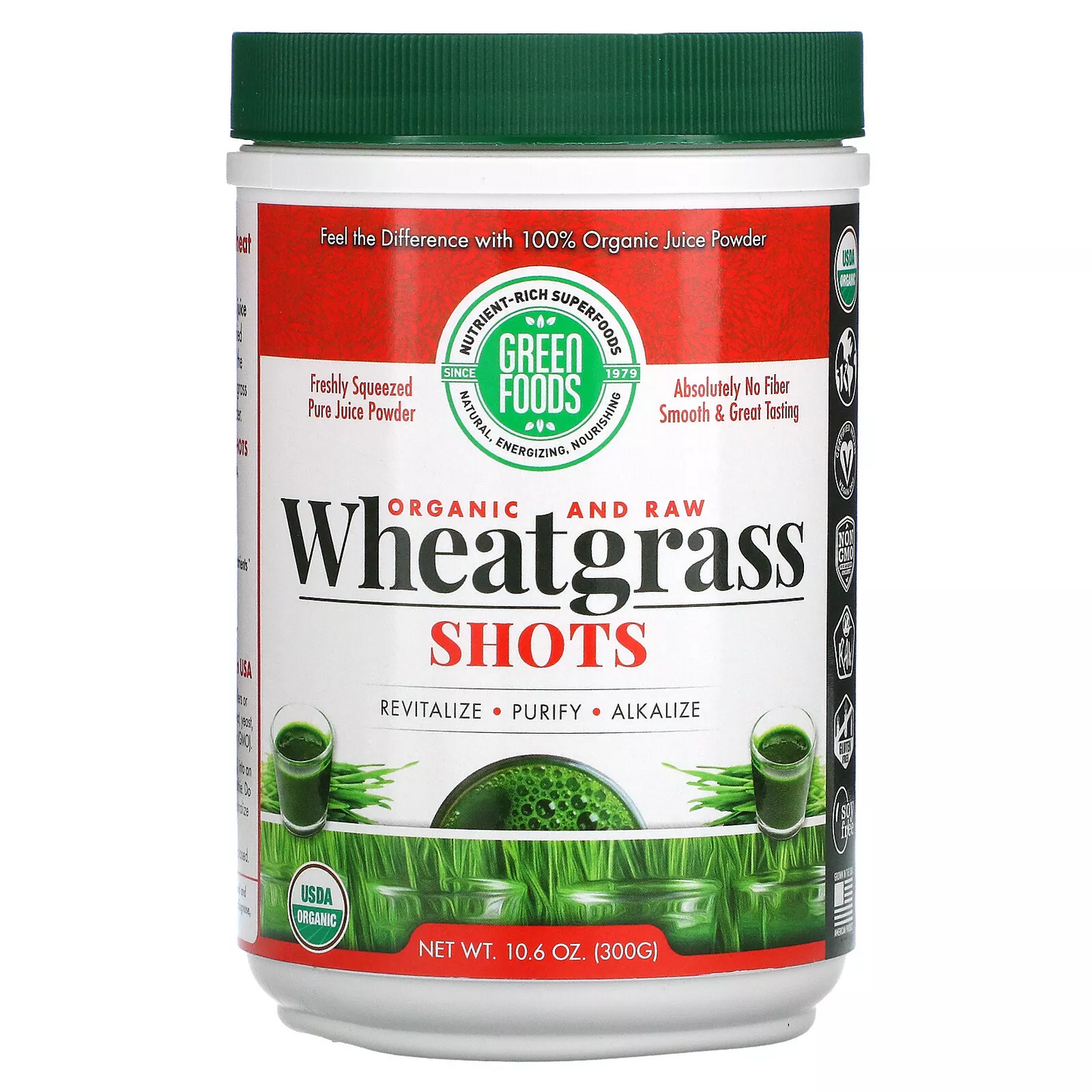 Green Foods Superfood Dietary Supplement Organic Wheat Grass Shots 10.6Oz (300g)