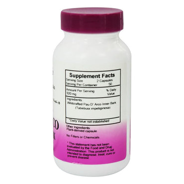 Dr Christophers Pau DArco Inner Bark Vegetarian Capsules, 100 Ea