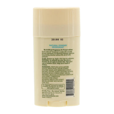 Dr Natural Deodorant Stick, Natural Powder, 2.25 Oz
