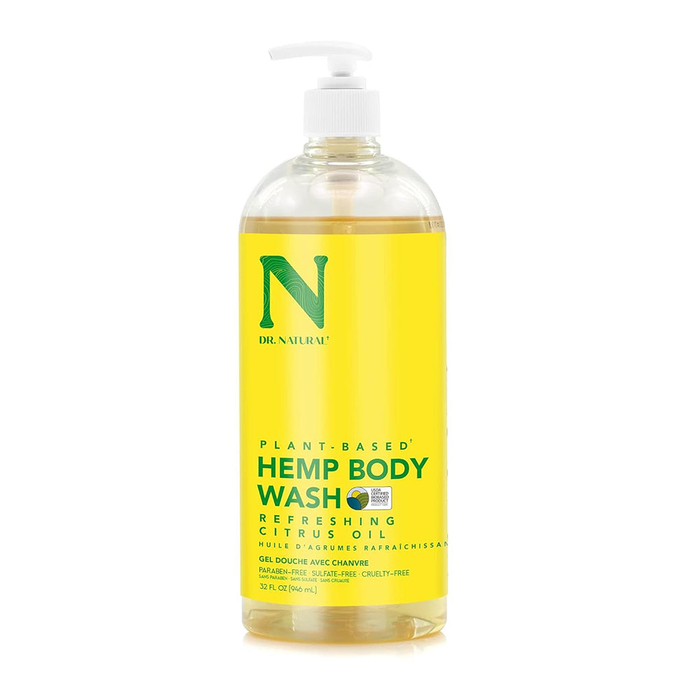 Dr Natural Pure Hemp Body Wash with Citrus Anti Aging and Acne Reduction Sulfate and Paraben Free 32Oz (946ml)
