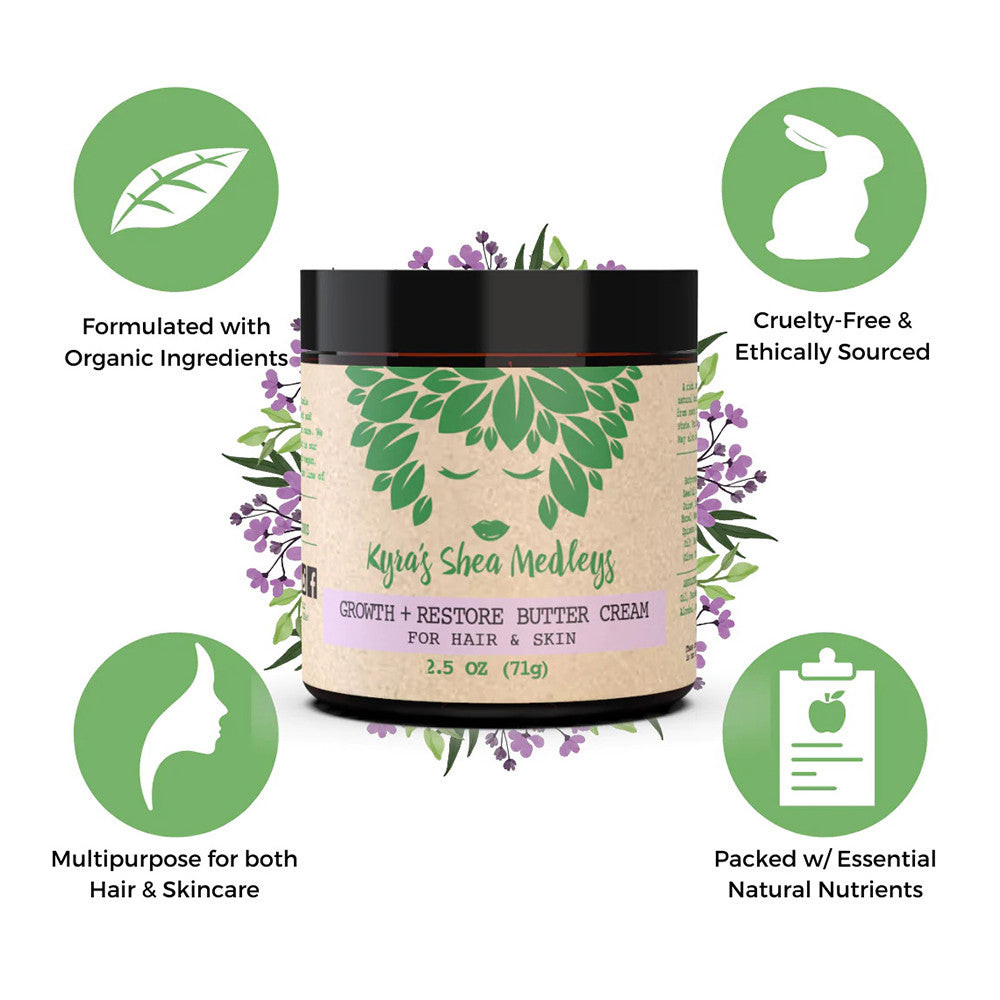 Kyras Shea Medleys Growth and Restore Butter Cream, 2.5 Oz
