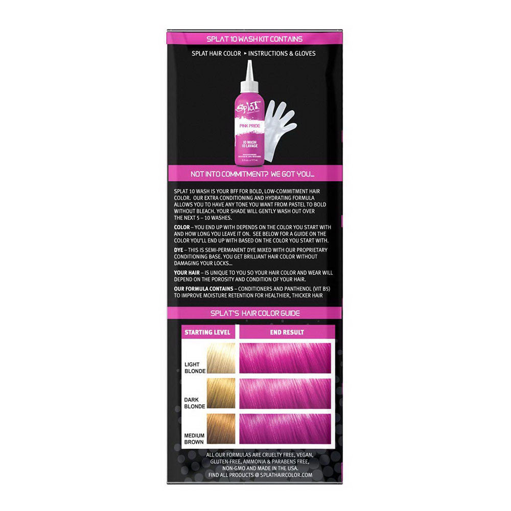 Splat 10 Wash No Bleach Pink Pride Hair Color, 6 Oz