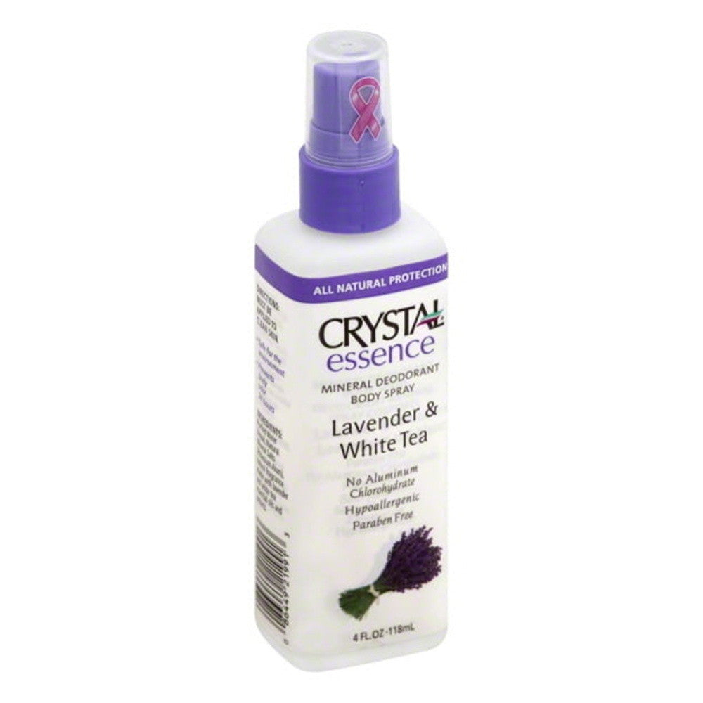 French Transit Crystal Essence Mineral Deodorant Body Spray, Lavender, White Tea, 4 Oz