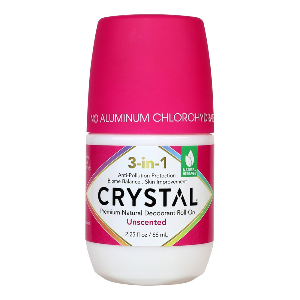 Crystal 3-in-1 BioHealth Deodorant Premium Natural Odor Roll On Unscented 2.25Oz (66ml)