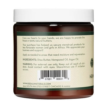 Desalu Naturals Shea Butter with Hemp Seed and Argan Oil, 8 Oz