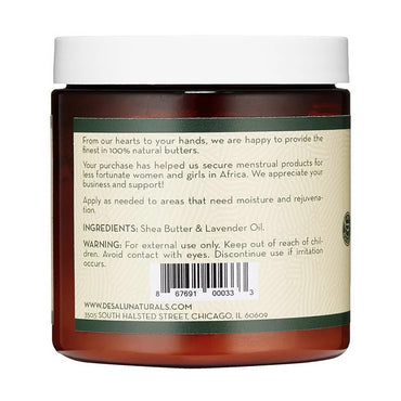 Desalu Naturals Pure Shea Butter with Lavender Oil, 8 Oz